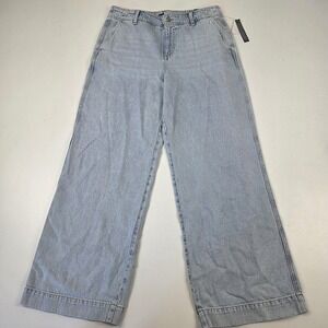 Talbots Relaxed Trouser Jeans Womens 10 Light Wash High Waist Wide Leg Denim